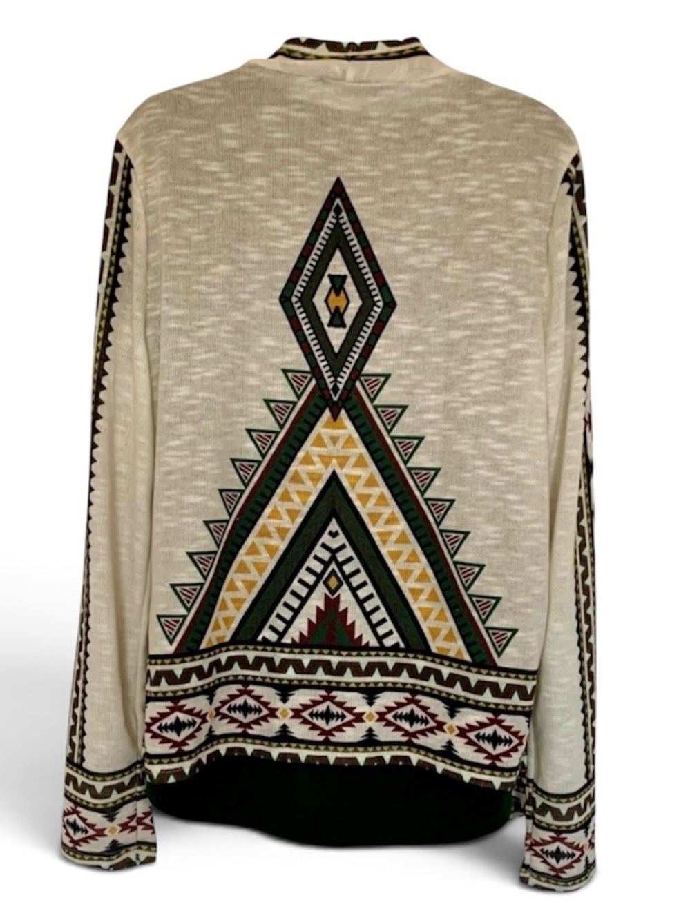 Sweet Wanderer Tribal Southwestern Lightweight Knit Long Sleeve Cardigan Large